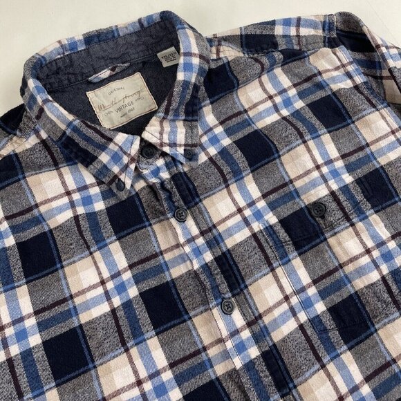 Weatherproof Vintage Long Sleeve Flannel Shirt Men’s 2XL Plaid Blue Button Up - Picture 1 of 10
